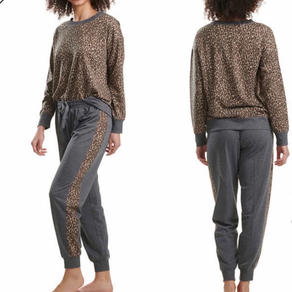 NEW- Womens Splendid 2 PC Lounging Pajama Set (leopard)